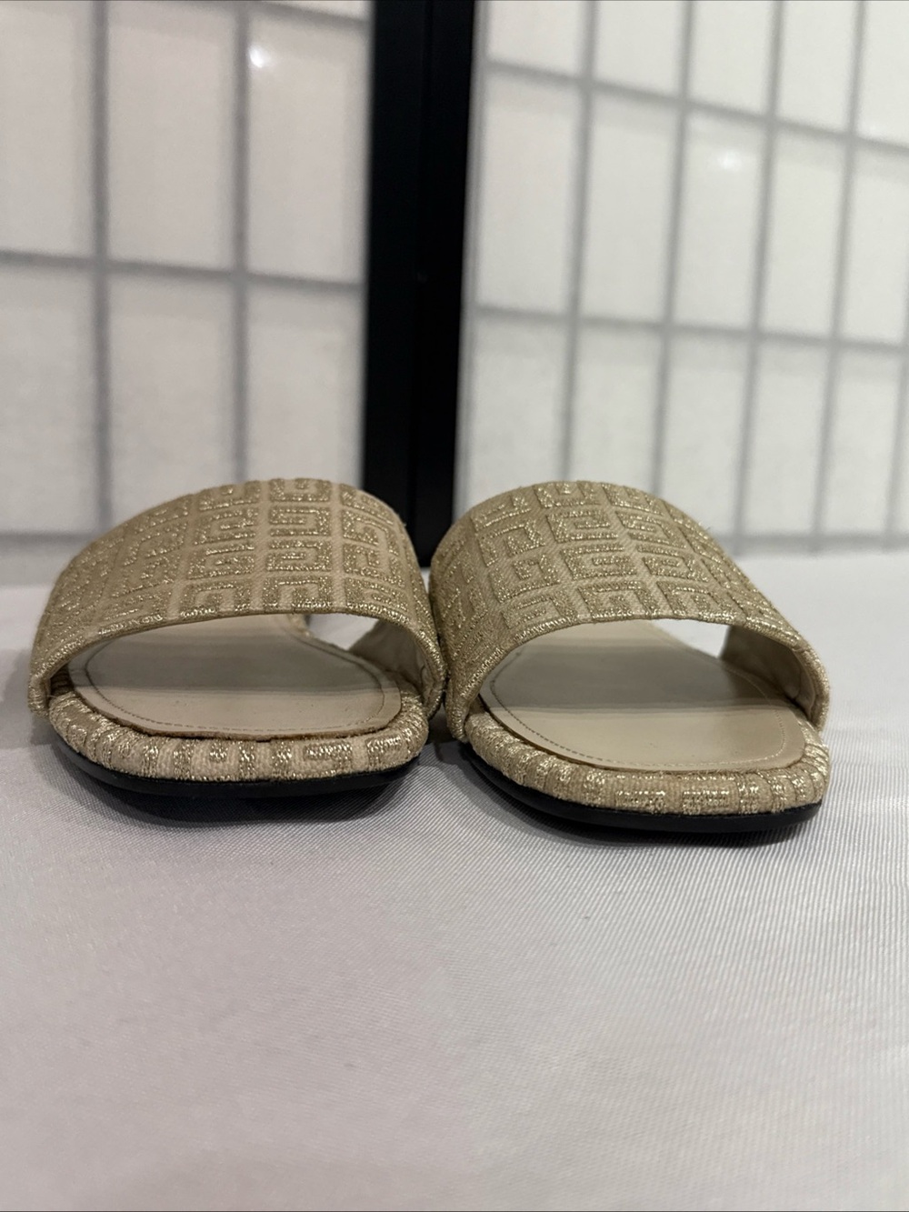 Givenchy 4G Monogram Slide Sandals Gold Metallic Flat Slides Women’s 37.5 - Picture 3 of 8